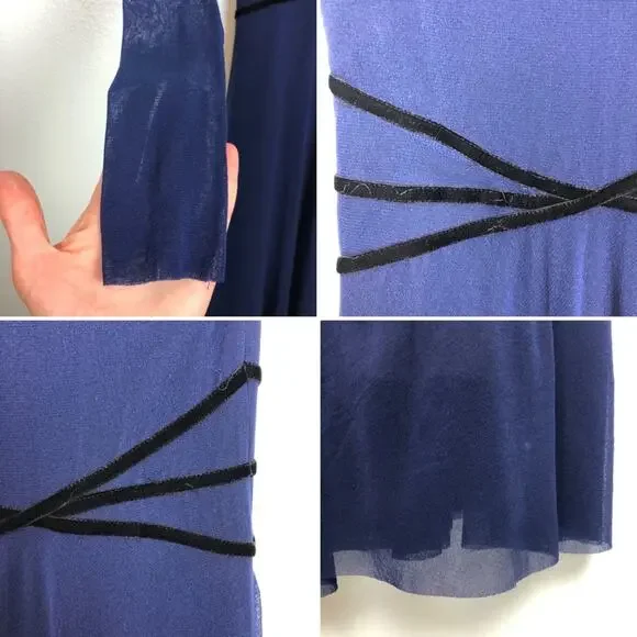 Fuzzi Velvet Long Sleeve Asymmetrical Maxi Dress - Picture 13 of 16